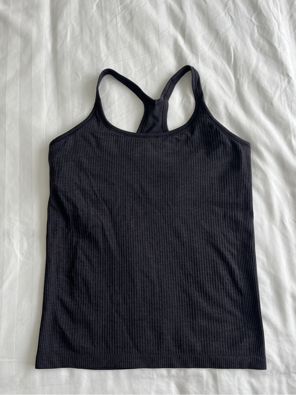 Lululemon Black Ribbed Racerback Tank Top Built-In Bra Women’s size 12